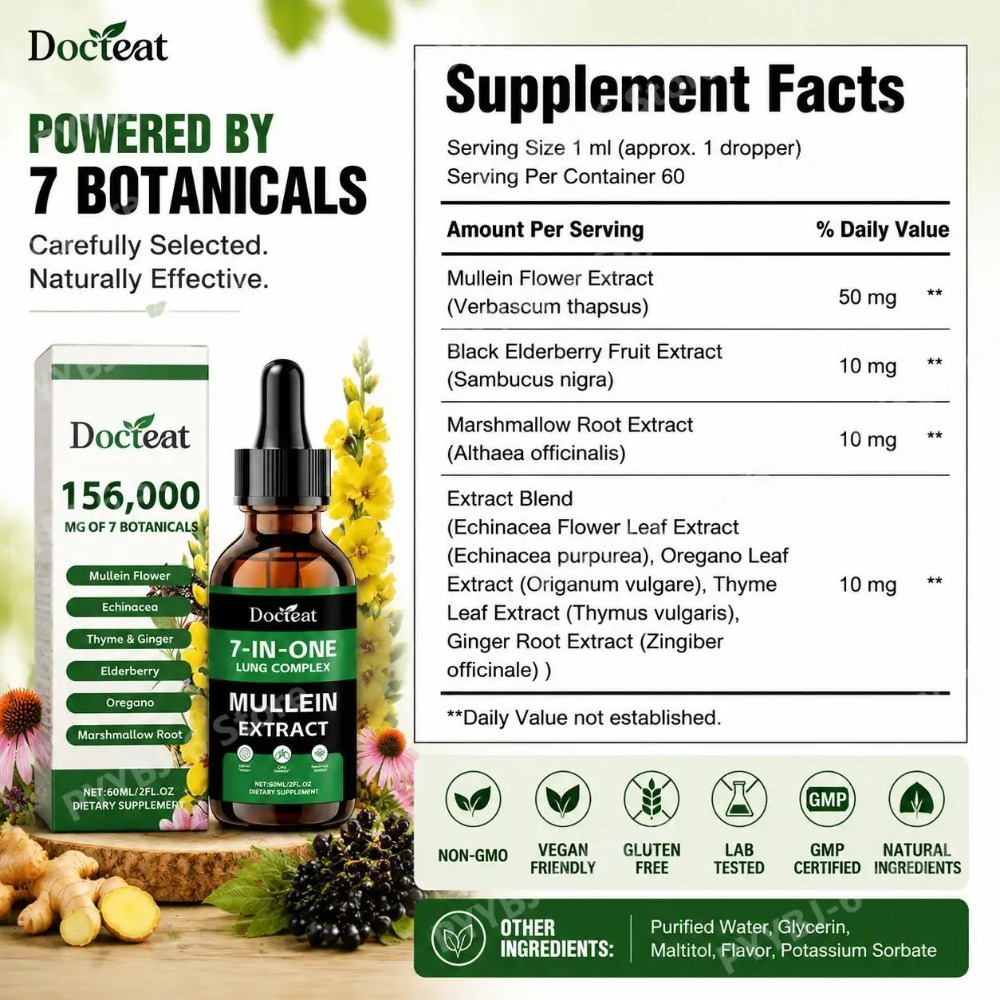 Docteat 7-in-1 Mullein Extract - đánh giá và giá Herbal And Wellness